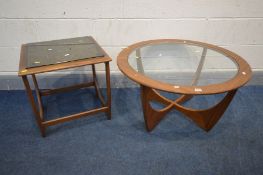 A G PLAN ASTRO CIRCULAR COFFEE TABLE with a glass insert diameter 84cm x height 45cm, and a