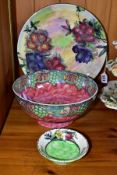 THREE PIECES OF MALING CERAMIC WARES, comprising a plate in the 'Azalea' pattern, diameter 29cm,