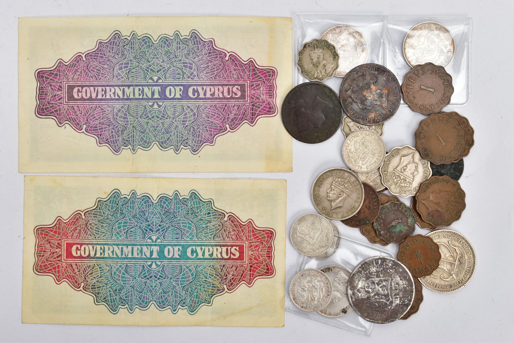 A quantity of world coins to include: a package of Cypriot coins 3x Nine piastre coins 1919,1921, - Image 2 of 2