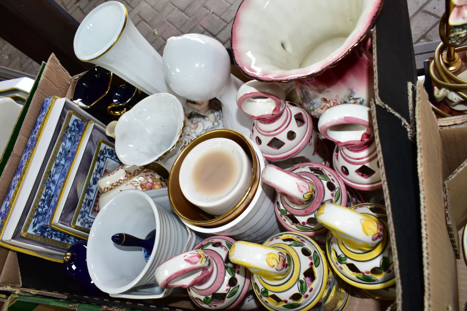 THREE BOXES AND LOOSE CERAMICS to include figurines, Royal Doulton Southern Belle HN2425 (over - Image 11 of 15