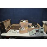 A QUANTITY OF VINTAGE ELECTRONIC EQUIPMENT including a distressed and untested Ekco valve radio,
