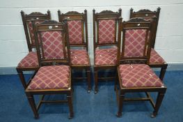 A SET OF SIX EARLY 20TH CENTURY MAHOGANY DINING CHAIRS with drop in seat pads