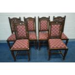 A SET OF SIX EARLY 20TH CENTURY MAHOGANY DINING CHAIRS with drop in seat pads