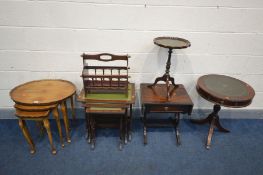 A QUANTITY OF MAHOGANY OCCASIONAL FURNITURE, comprising of two various nest of three tables,