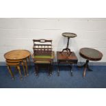 A QUANTITY OF MAHOGANY OCCASIONAL FURNITURE, comprising of two various nest of three tables,