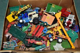 A QUANTITY OF UNBOXED AND ASSORTED PLAYWORN DIECAST FARMING, AGRICULTURAL AND PLANT MODELS, to