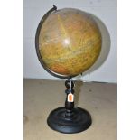 A GEOGRAPHIA TERRESTRIAL GLOBE, diameter 25.5cm, dated 1923, on a wooden stand, height approximately