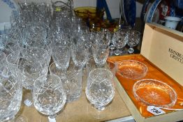 A QUANTITY OF CUT CRYSTAL AND OTHER GLASSWARES, to include approximately fifty pieces, two boxed