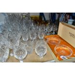 A QUANTITY OF CUT CRYSTAL AND OTHER GLASSWARES, to include approximately fifty pieces, two boxed