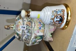 A CAPODIMONTE BOWL AND COVER AND A ROYAL COMMEMORATIVE BELLS WHISKY DECANTER, comprising the