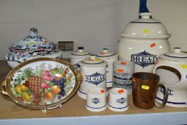 CERAMICS, ETC, COMPRISING DITTO BRAND KITCHEN STORAGE JARS, ETC, including bread bin, salt pig, tea,