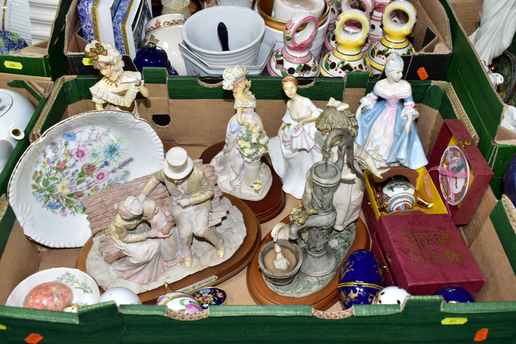 THREE BOXES AND LOOSE CERAMICS to include figurines, Royal Doulton Southern Belle HN2425 (over - Image 8 of 15