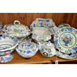 THIRTEEN PIECES OF MASONS IRONSTONE POTTERY, comprising 'Paynsley' pattern tea pot, two 'Strathmore'
