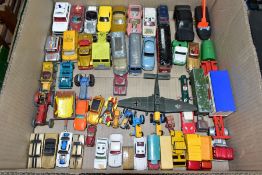 A QUANTITY OF UNBOXED AND ASSORTED PLAYWORN DIECAST VEHICLES, to include Corgi Toys James Bond Aston