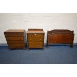 AN 1940'S OAK TWO PIECE BEDROOM SUITE, comprising a chest of four long drawers, width 76cm x depth