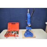 A RECORD POWER DMS26 HEAVY DUTY DRILL STAND height 71cm along with a cased Bosch CSB500SRE drill (