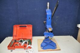 A RECORD POWER DMS26 HEAVY DUTY DRILL STAND height 71cm along with a cased Bosch CSB500SRE drill (