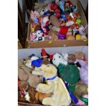 THREE BOXES OF BEANIE BABIES, McDONALDS AND OTHER SOFT TOYS, the soft toys include Russ and