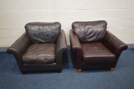 TWO LEATHER ARMCHAIRS