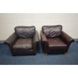 TWO LEATHER ARMCHAIRS