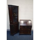 A STAG MINSTREL BUREAU (key) width 75cm x depth 44cm x height 98cm, and a matching corner