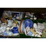FOUR BOXES OF CERAMIC TEA AND DINNERWARES, to include a Royal Worcester Hyde Park sauceboat and
