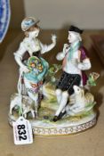 A VIENNA PORCELAIN FIGURE GROUP OF A SHEPHERD AND SHEPHERDESS in 18th Century costume, modelled with