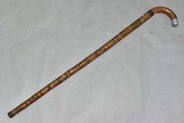 A SECOND WORLD WAR INTEREST WALKING STICK, the handle with aluminium tip, late Victorian