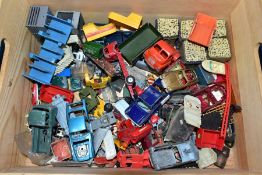 A QUANTITY OF ASSORTED DIECAST PARE PARTS & ACCESORIES, ETC, assorted bodyshells, chassis, wheels,