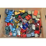 A QUANTITY OF ASSORTED DIECAST PARE PARTS & ACCESORIES, ETC, assorted bodyshells, chassis, wheels,