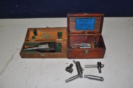 AN ELLIOTT PRECISION BORING HEAD with various cutters and boring bars in two wooden cases (2)