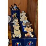 ELEVEN COLOUR BOX MINIATURES PETER FAGAN'S TEDDY BEAR COLLECTION RESIN FIGURES, with original boxes,