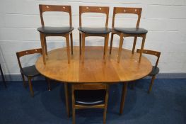 A NATHAN MID CENTURY TEAK CIRCULAR DINING TABLE, open length 169cm x diameter 124cm x height 76cm