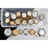 A SMALL BOX OF WATCH HEADS, to include Sekonda, Fossil, Timex, Oris, Accurist, Limit etc.