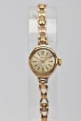 A LADIES 9CT GOLD 'AVIA' WRISTWATCH, hand wound movement, round silver dial signed 'Avia 17 jewels',