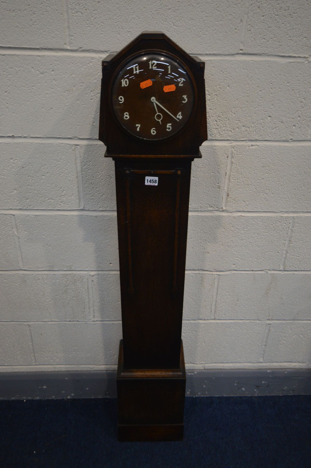 A METAMEC ART DECO OAK GRANDDAUGHTER CLOCK, height 136cm