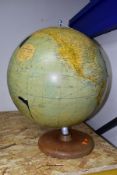 A LARGE PHILIPS 19 INCH TERRESTRIAL GLOBE, dated 1965, but map appears to predate it with Ceylon