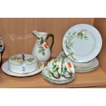 A LATE VICTORIAN ROYAL WORCESTER PART TEA SET MOULDED IN RELIEF WITH MOSS ROSE BUDS, comprising a