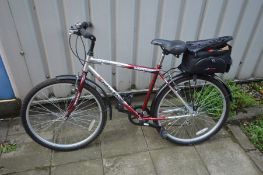 A DARK RED AND SILVER CHALLENGE VBX 5000 REBOUND MANS BIKE, with 18.5 frame, six speed