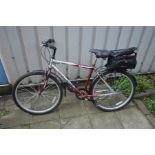 A DARK RED AND SILVER CHALLENGE VBX 5000 REBOUND MANS BIKE, with 18.5 frame, six speed