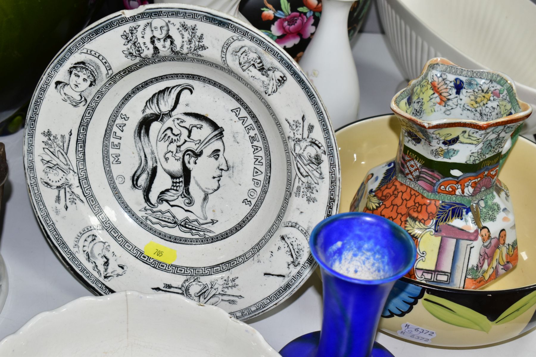 DECORATIVE CERAMICS, to include a Bretby jardinière, height approximately 32cm, a Greek dish - Image 9 of 13