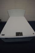 A 4FT6 DIVAN BED, mammoth performance pocket 1600 mattress and white headboard