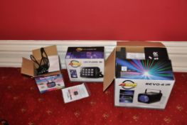 AN ADJ REVO 4IR LIGHTING EFFECT ( no remote), an ADj UV Flood 36 ( both brand new in box opened by