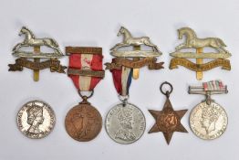 MILITARY CAP BADGES AND MEDALS, to include two West Yorkshire and 3rd Kings own Hussars, Edward