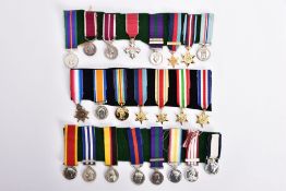 THREE GROUPS OF MINIATURE MEDALS, to include two groups of 8 and one of seven, mostly modern, but