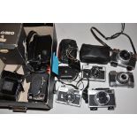 NINE LOMO AND RICOH CAMERAS including a 166, a 166B, a Lubitel 2, two 500G, etc ( full list