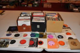 FOUR SINGLES CASES AND A TRAY CONTAINING APPROX THREE HUNDRED 7in SINGLES artists include The