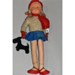 A DEANS RAG BOOK CLOTH PRINCESS DOLL, pressed felt moulded head with painted eyes and lips (some