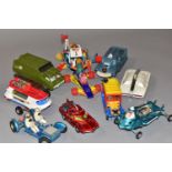 A QUANTITY OF UNBOXED AND ASSORTED PLAYWORN MAINLY FILM & TV RELATED DIECAST VEHICLES, to include