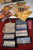FIVE LP CASES AND A TRAY CONTAINING APPROX TWO HUNDRED AND TEN LPs by artists such as The Hollies,